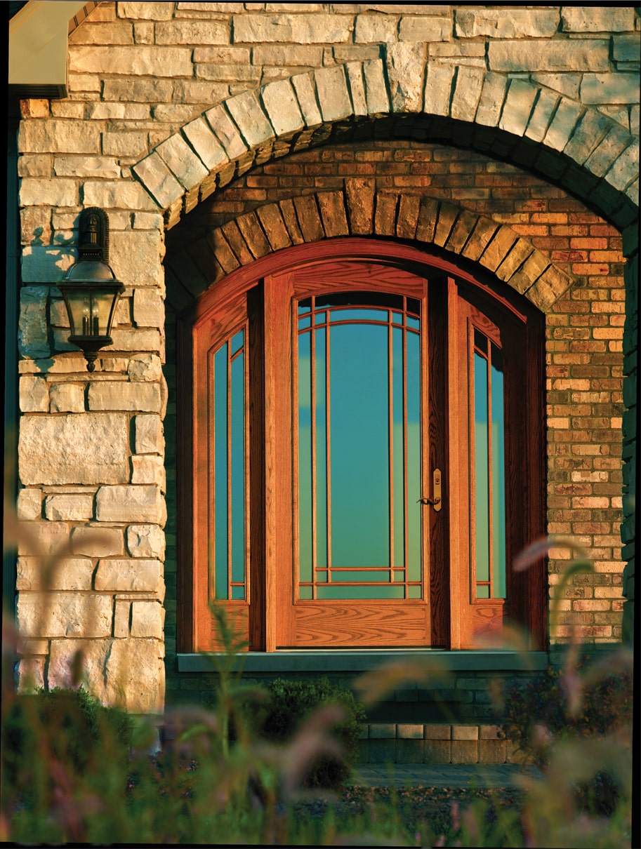 Arched wood front door